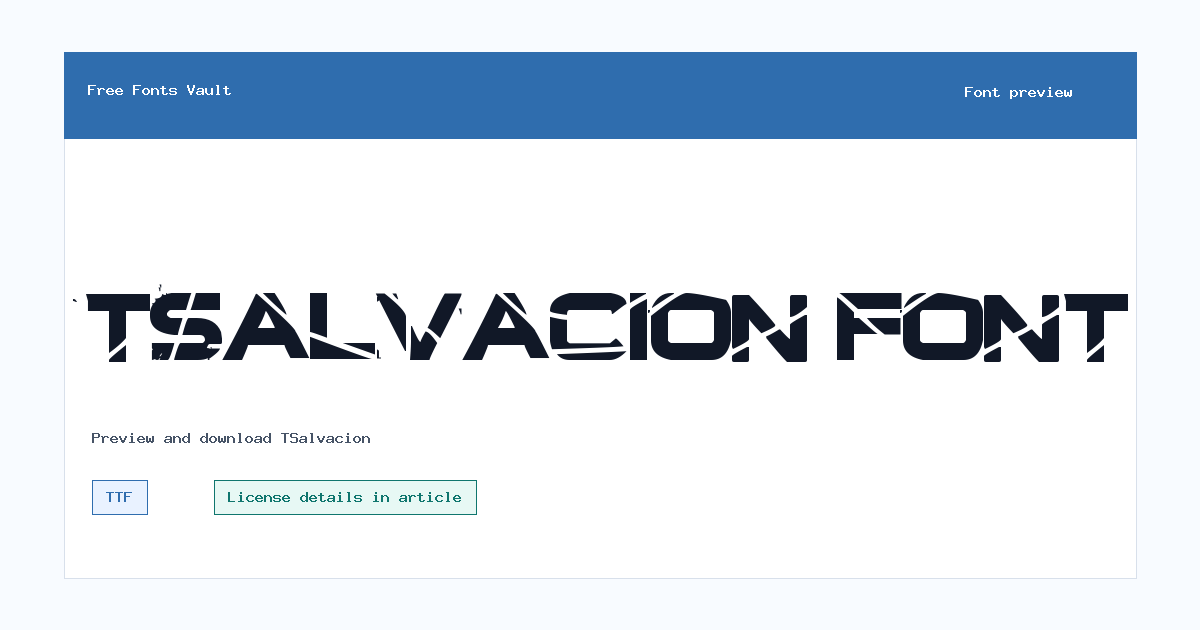 TSalvacion font preview showing the family name