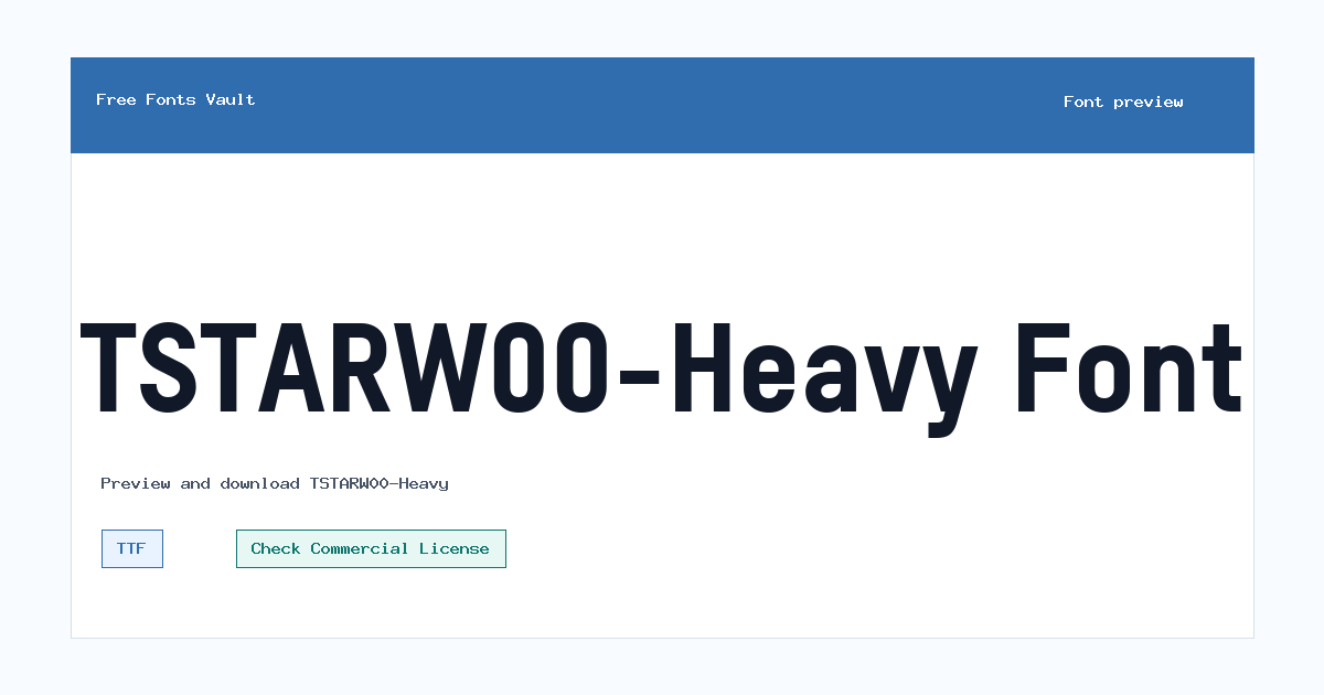 TSTARW00-Heavy font preview showing the family name