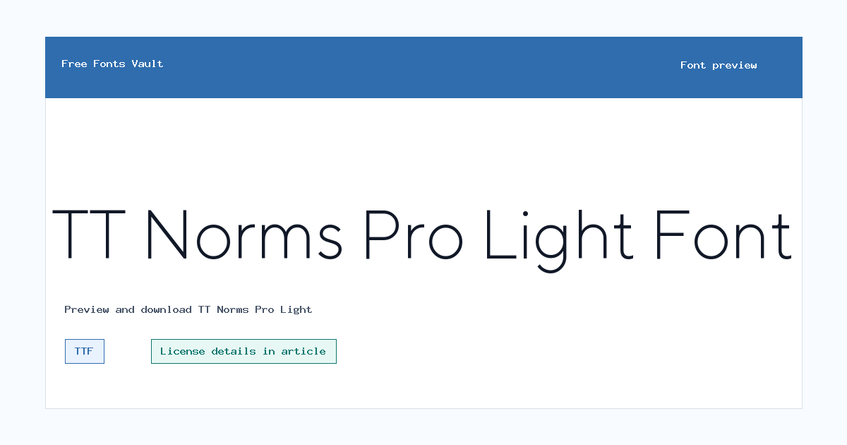 TT Norms Pro Light font preview showing the family name