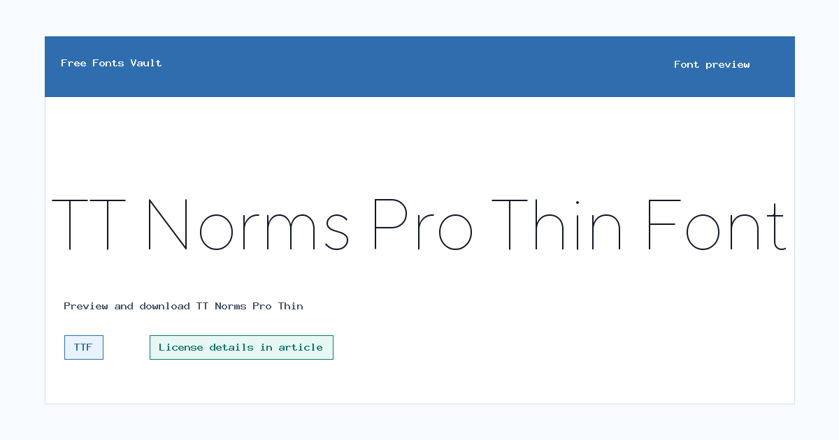 TT Norms Pro Thin font preview showing the family name