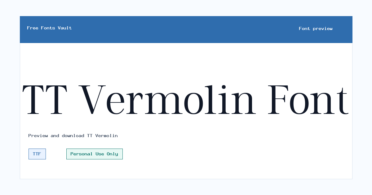 TT Vermolin font preview showing the family name