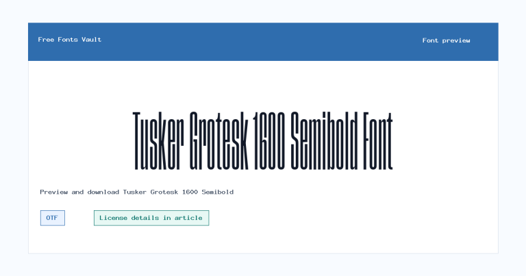 Tusker Grotesk 1600 Semibold font preview