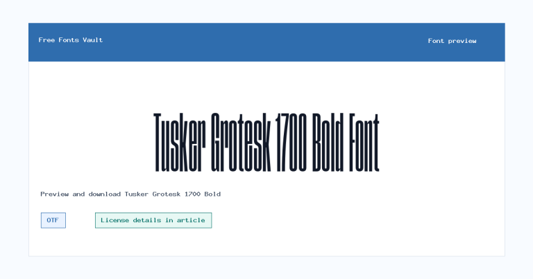 Tusker Grotesk 1700 Bold font preview