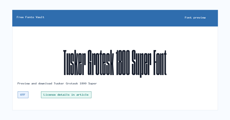 Tusker Grotesk 1800 Super font preview