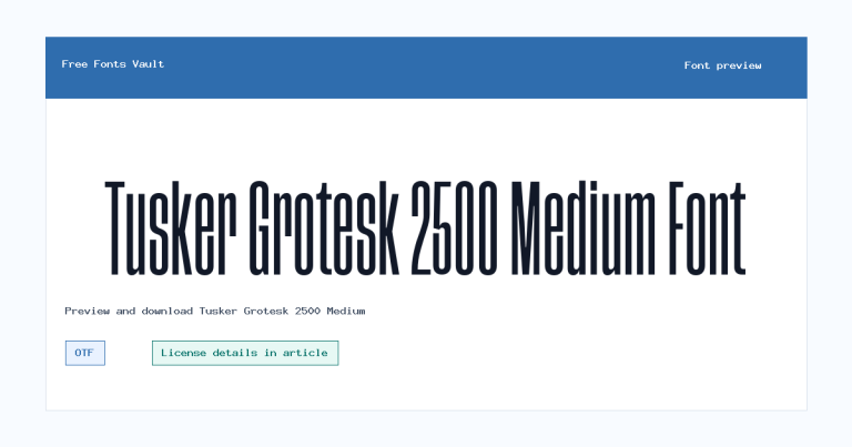 Tusker Grotesk 2500 Medium font preview
