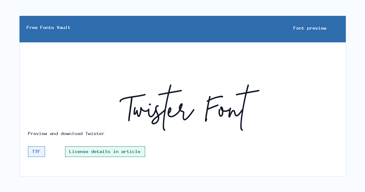 Twister font preview showing the family name