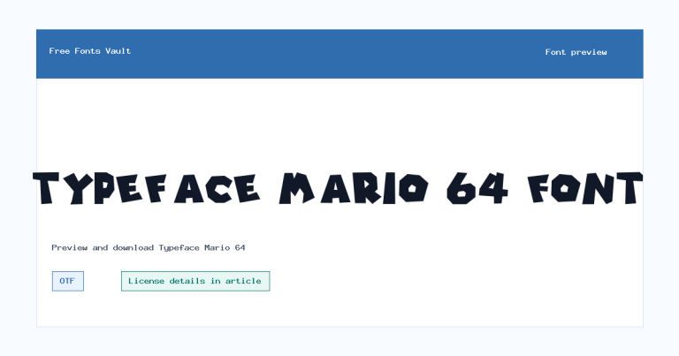 Typeface Mario 64 font preview