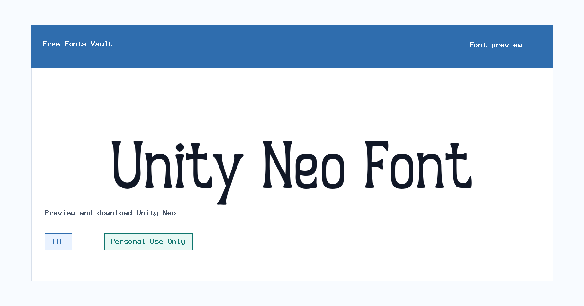 Unity Neo font preview showing the family name