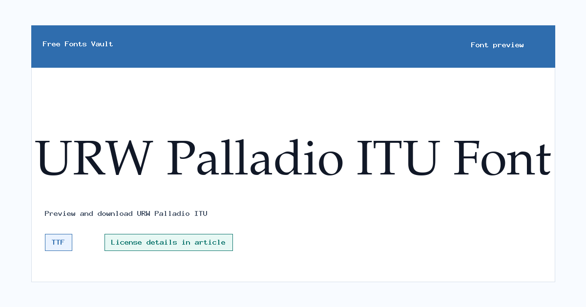 URW Palladio ITU font preview showing the family name