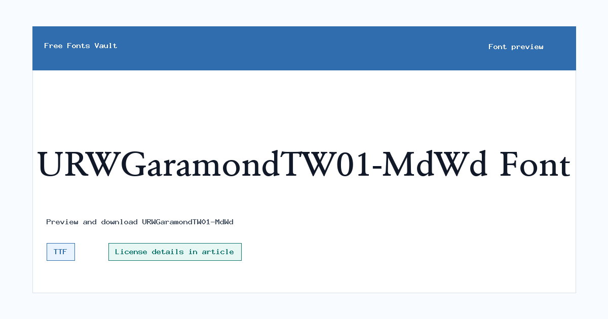 URWGaramondTW01-MdWd font preview showing the family name