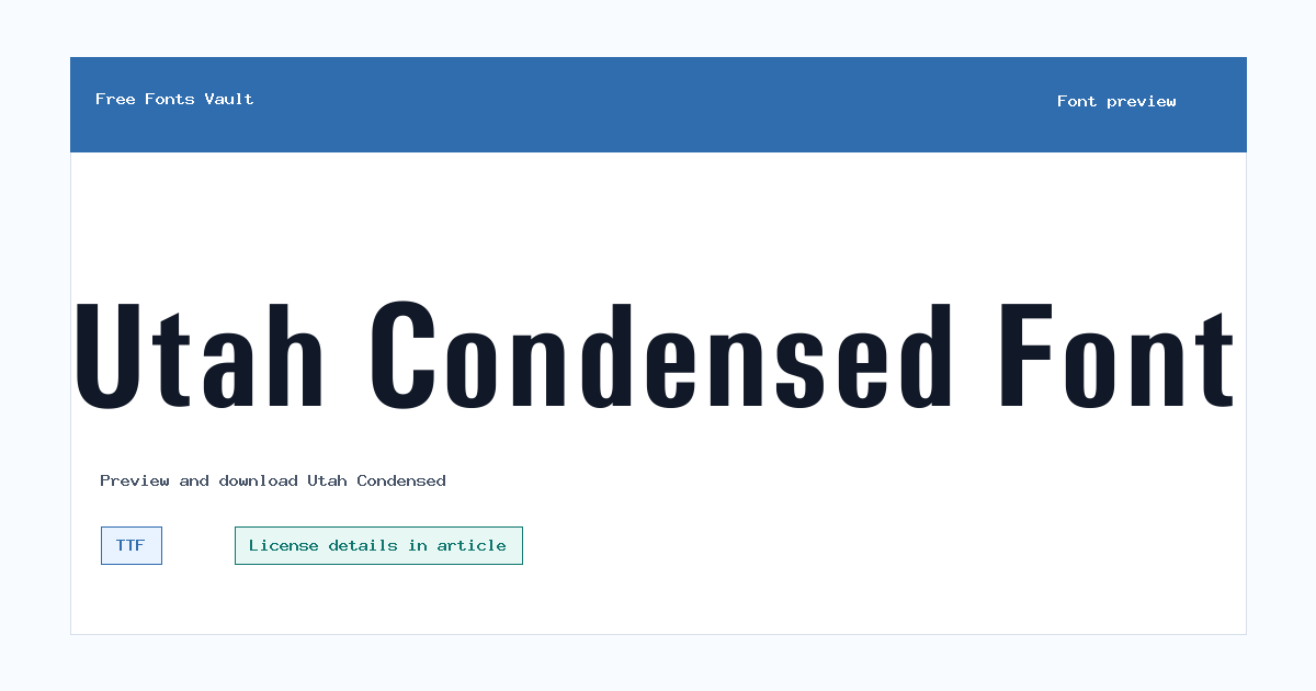 Utah Condensed font preview showing the family name