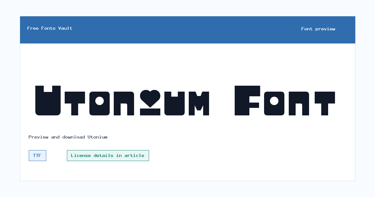 Utonium font preview showing the family name