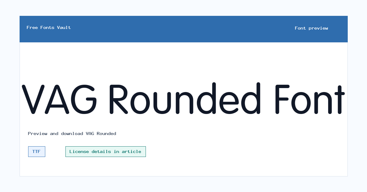 VAG Rounded font preview showing the family name