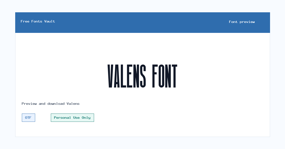 Valens font preview showing the family name
