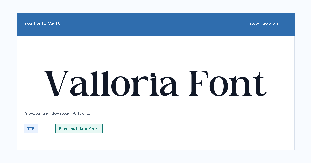 Valloria font preview showing the family name