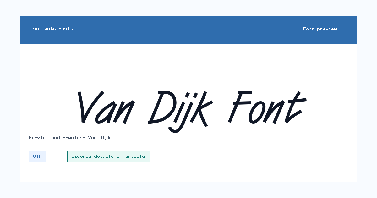 Van Dijk font preview showing the family name