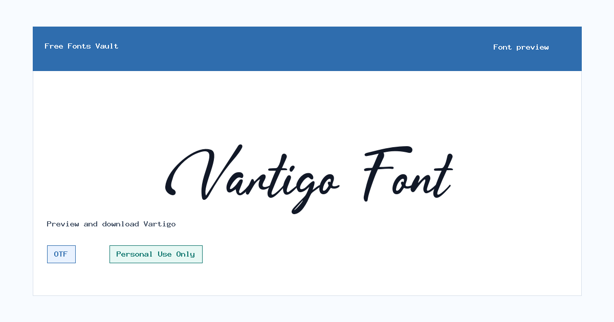 Vartigo font preview showing the family name