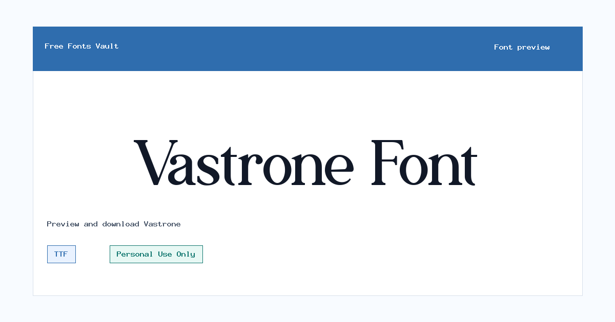 Vastrone font preview showing the family name