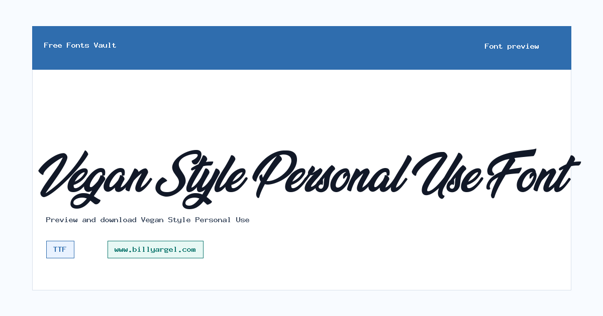 Vegan Style Personal Use font preview showing the family name