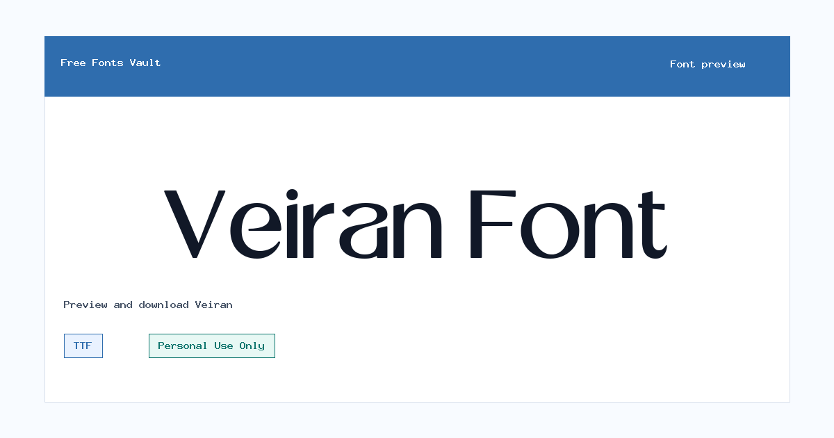 Veiran font preview showing the family name