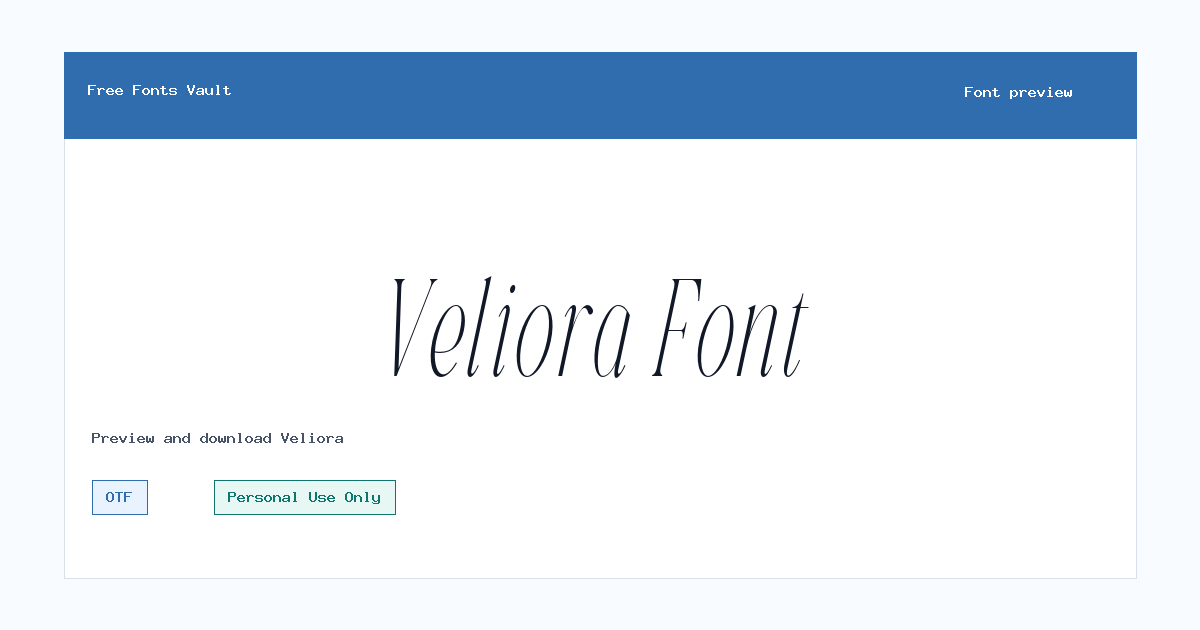 Veliora font preview showing the family name