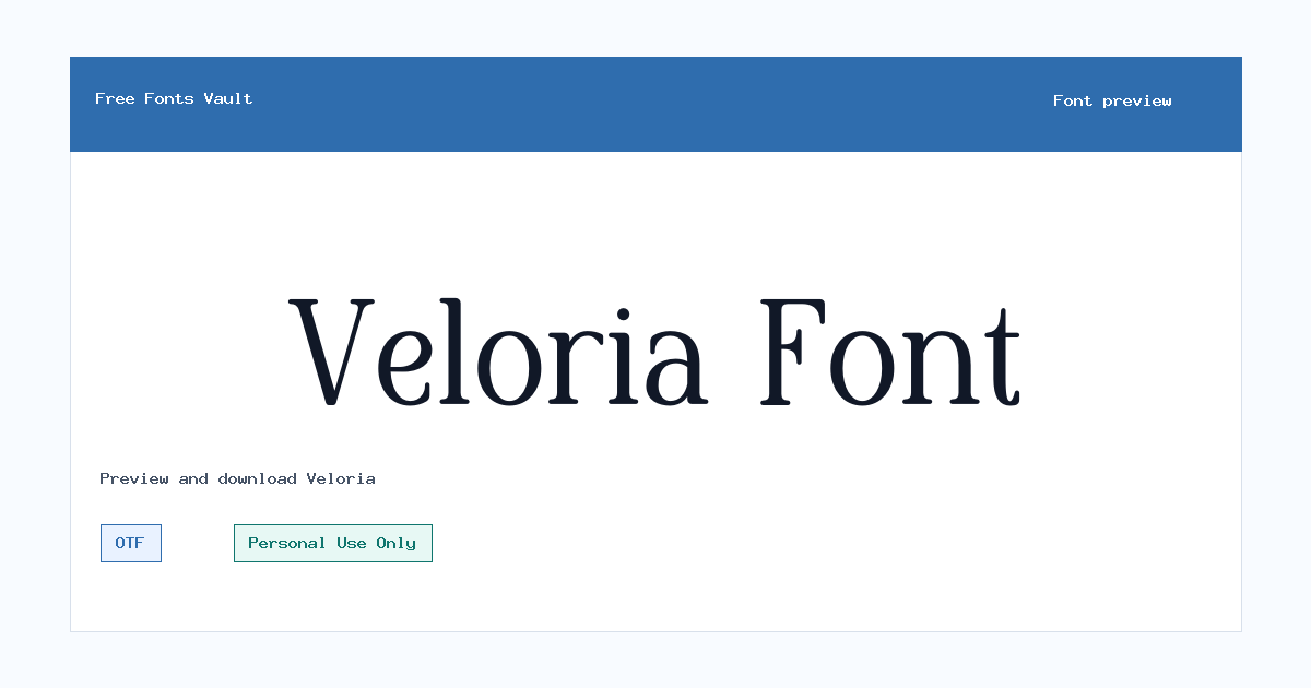 Veloria font preview showing the family name