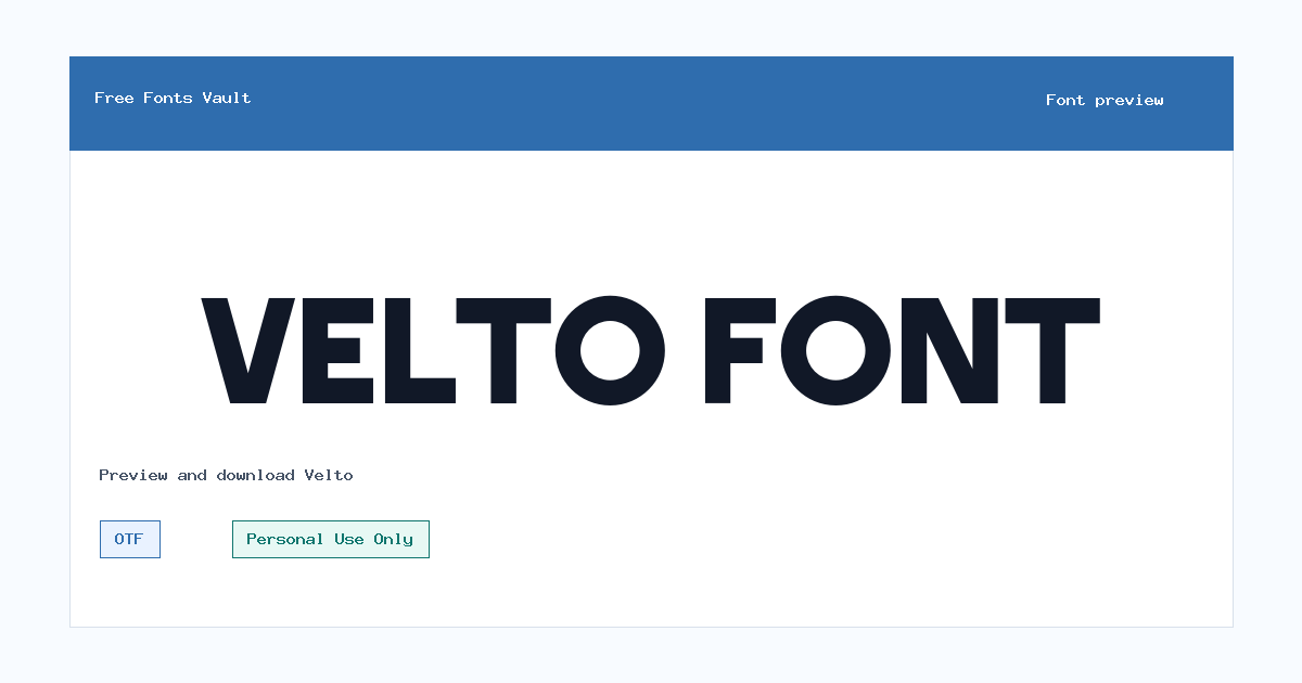 Velto font preview showing the family name