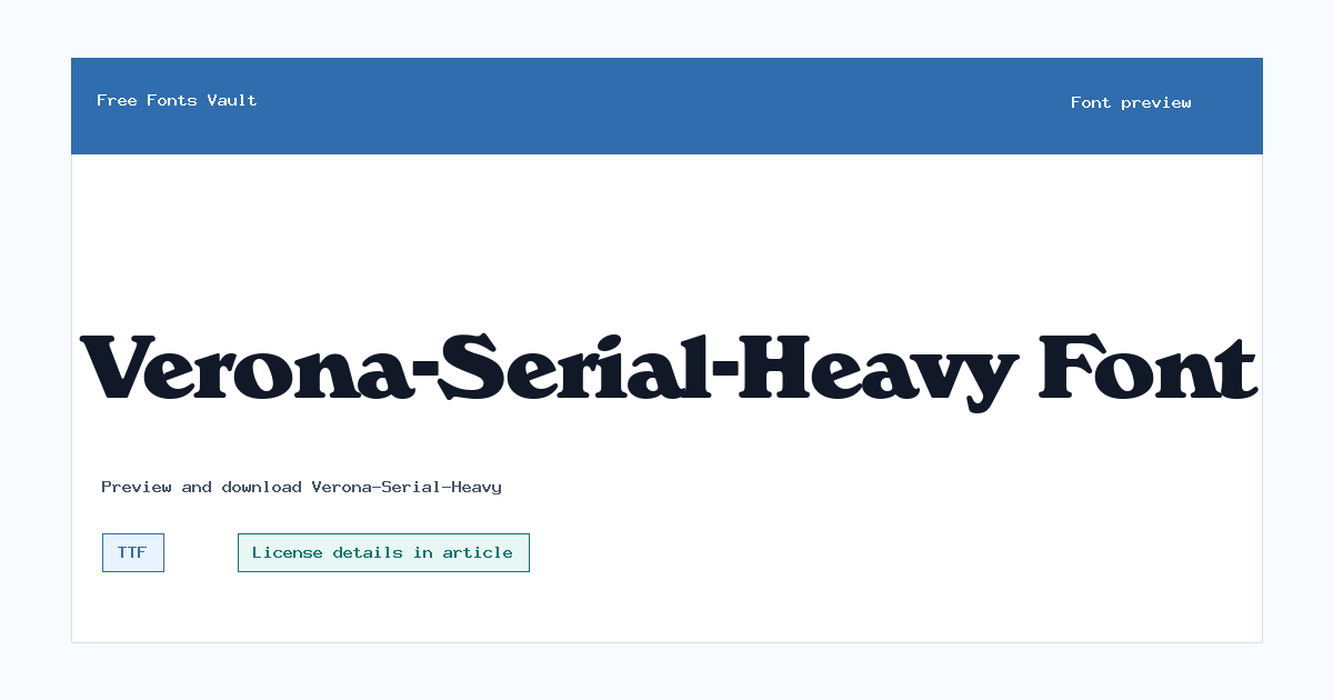 Verona-Serial-Heavy font preview showing the family name
