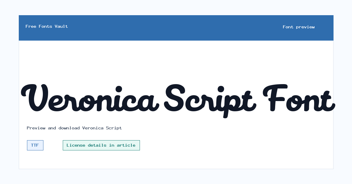 Veronica Script font preview showing the family name