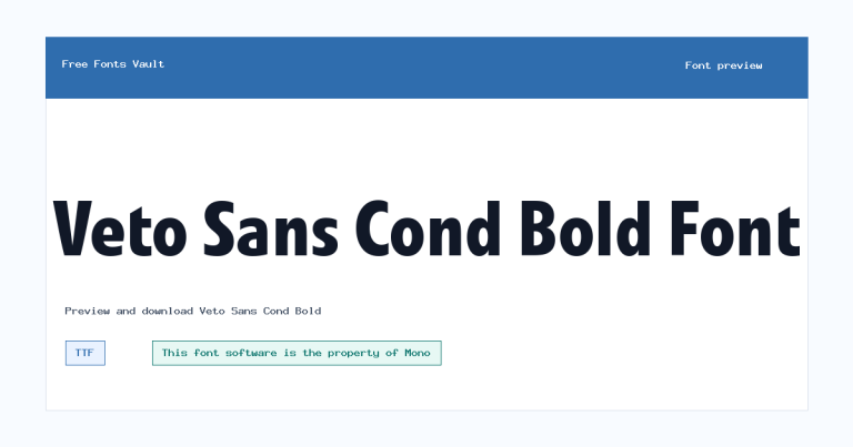 Veto Sans Cond Bold font preview