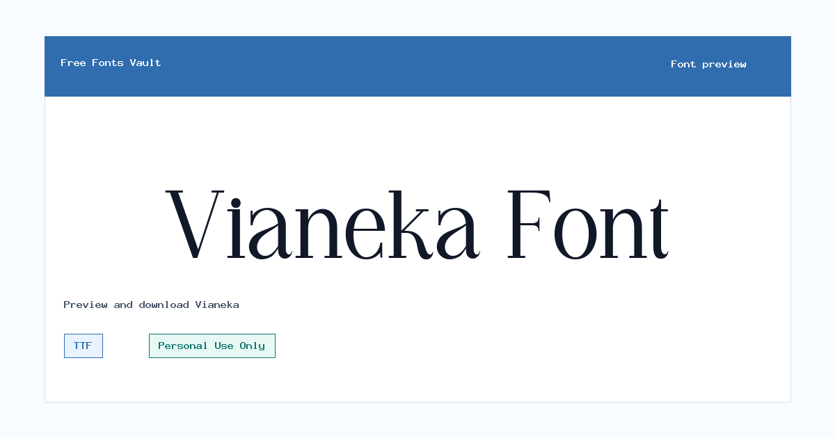 Vianeka font preview showing the family name