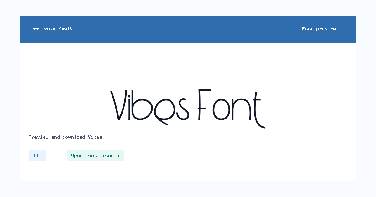 Vibes font preview showing the family name