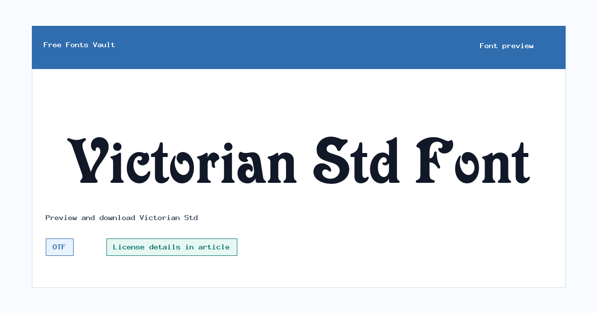 Victorian Std font preview showing the family name