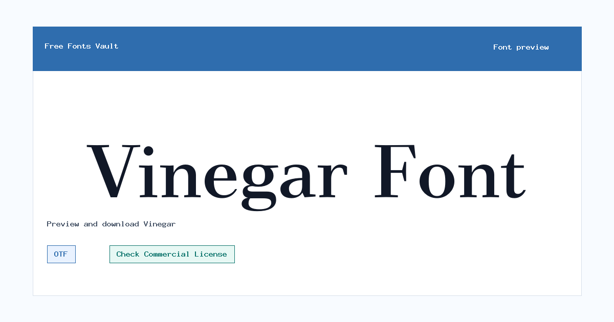 Vinegar font preview showing the family name