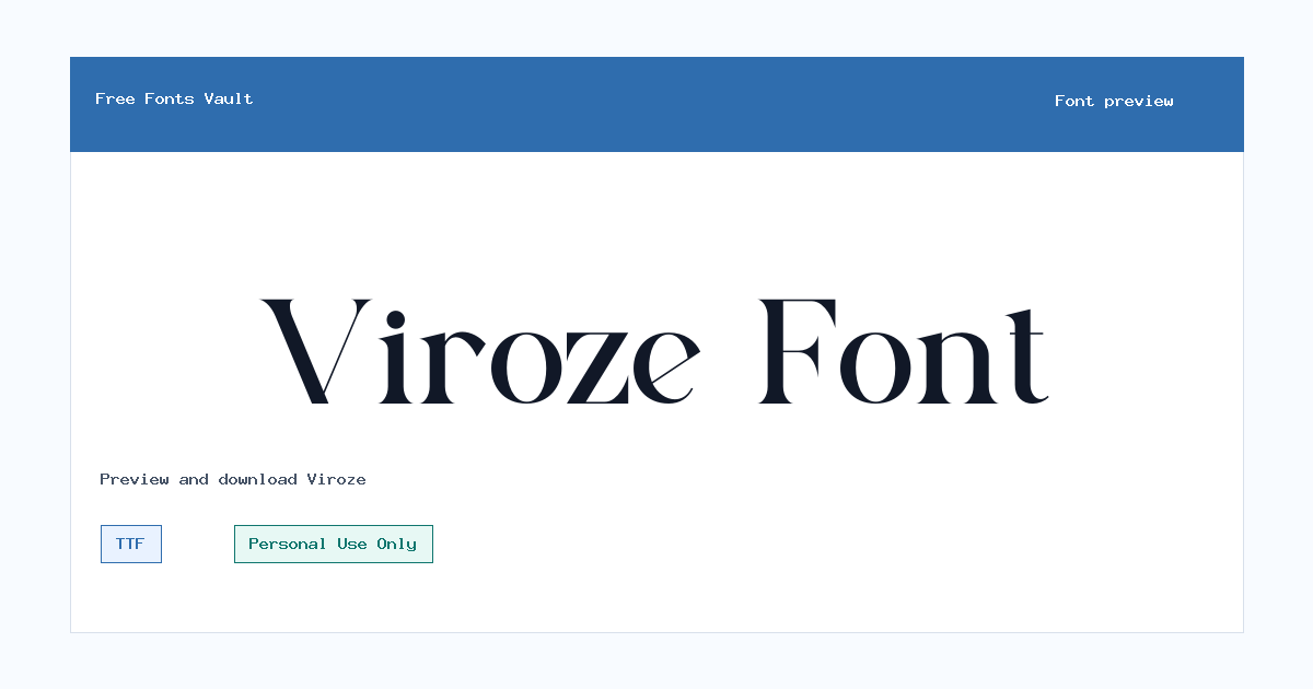 Viroze font preview showing the family name