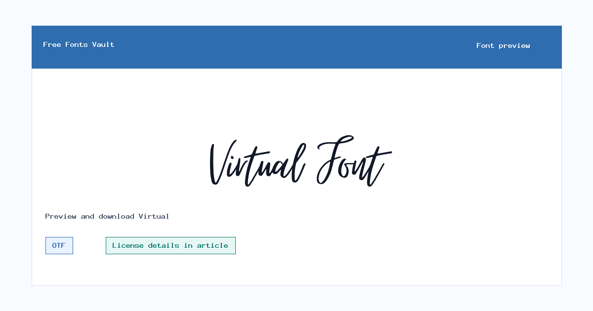 Virtual font preview showing the family name