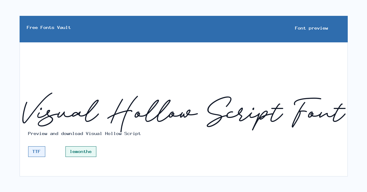 Visual Hollow Script font preview showing the family name
