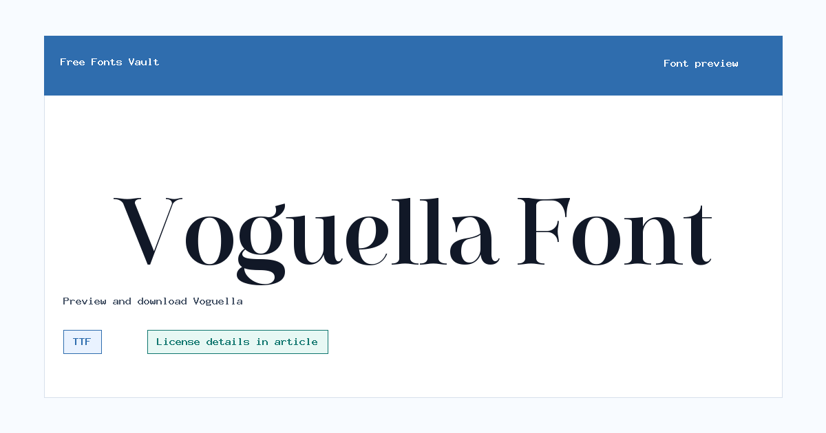 Voguella font preview showing the family name