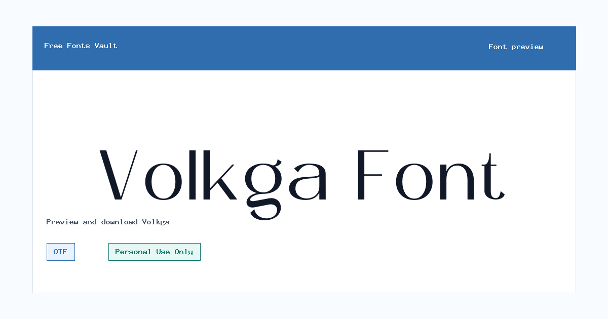 Volkga font preview showing the family name