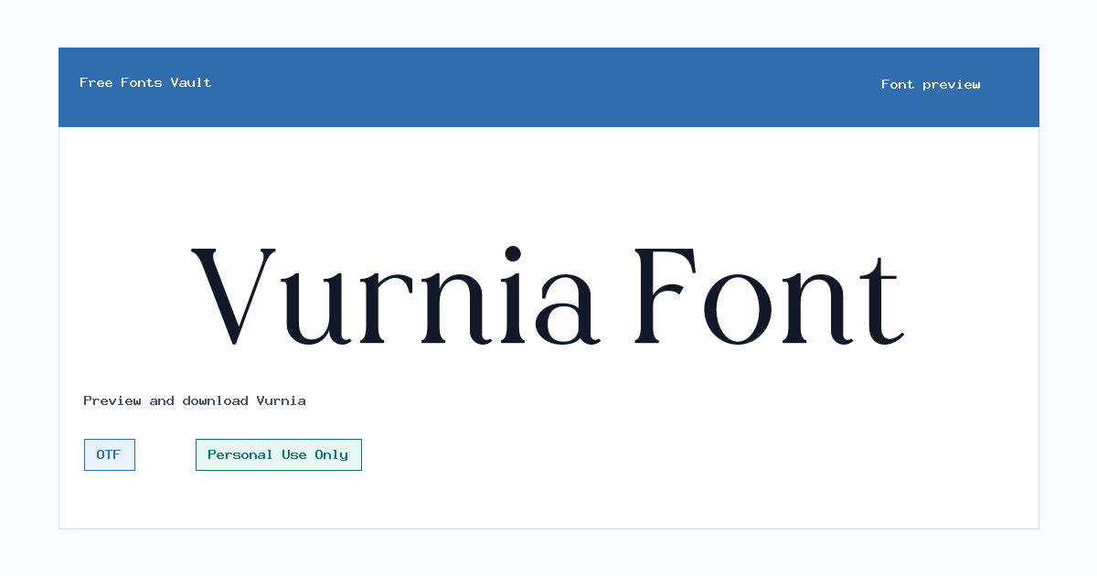 Vurnia font preview showing the family name