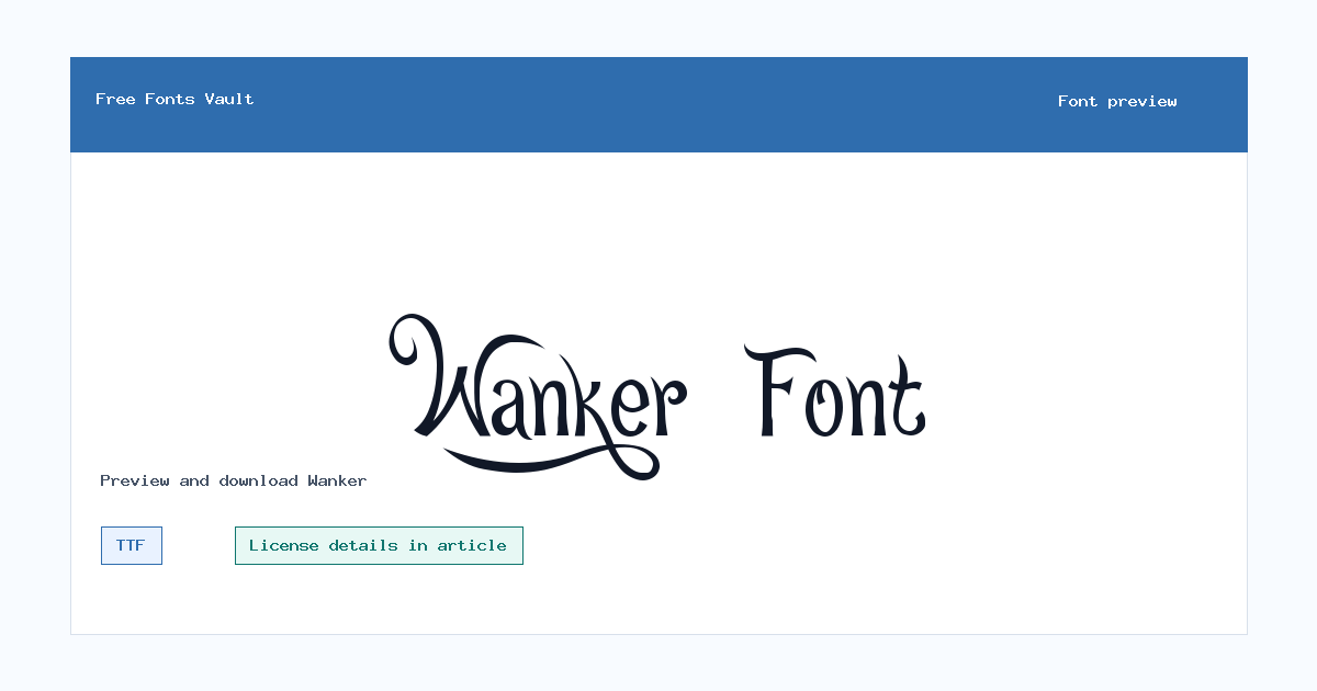 Wanker font preview showing the family name