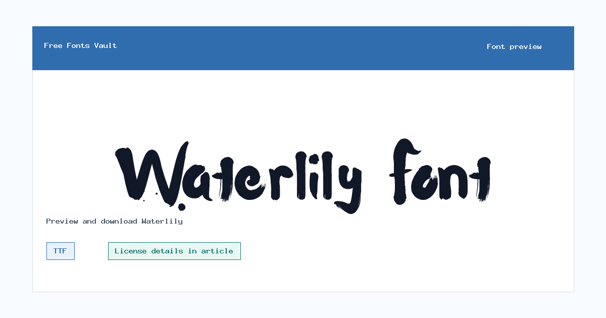 Waterlily font preview showing the family name