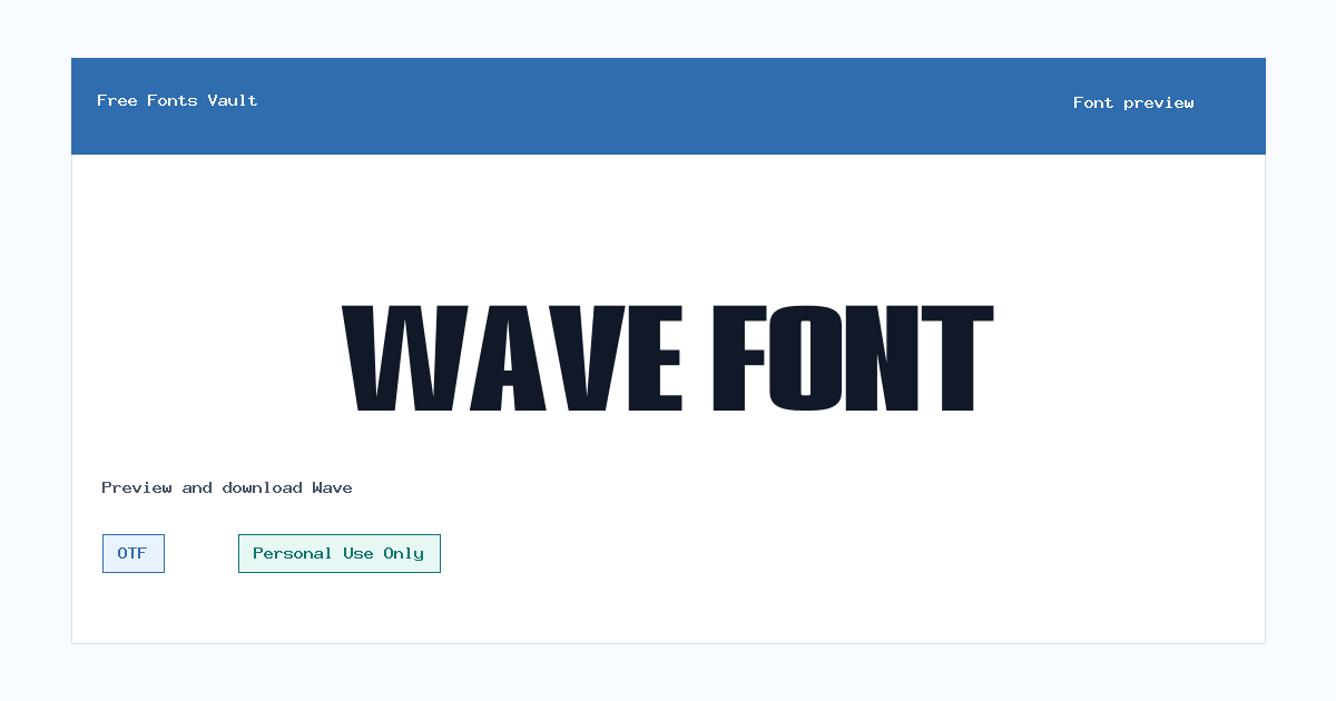 Wave font preview showing the family name