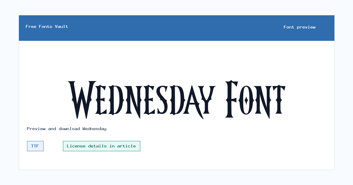 Wednesday font preview showing the family name