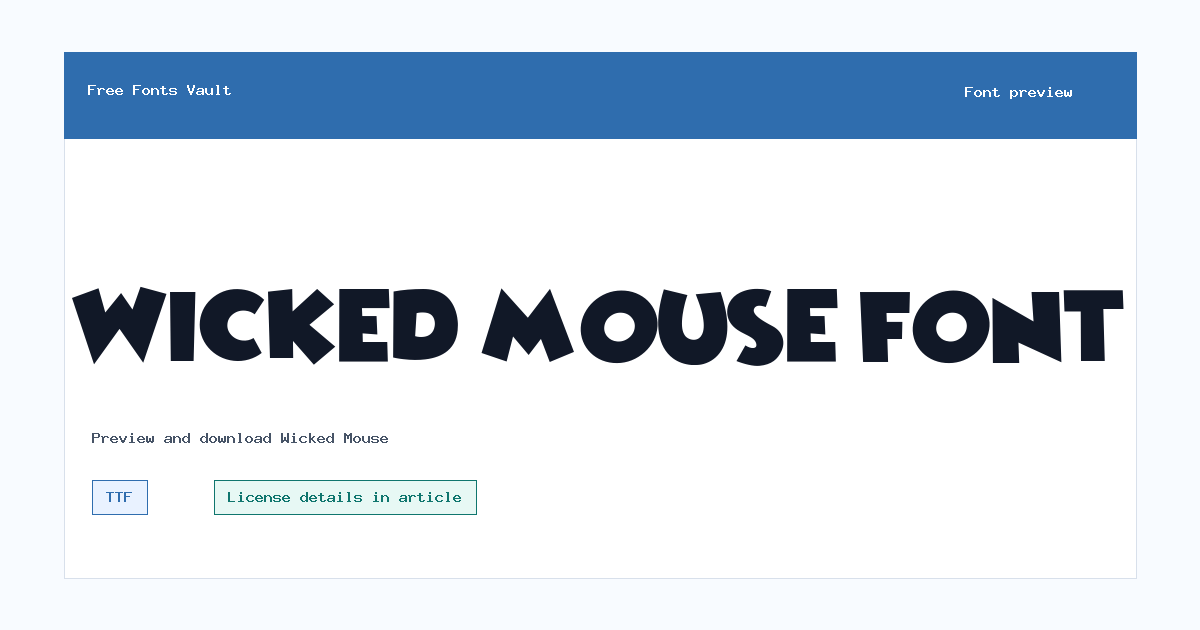 Wicked Mouse font preview showing the family name