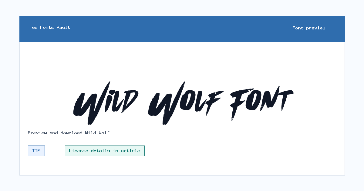 Wild Wolf font preview showing the family name