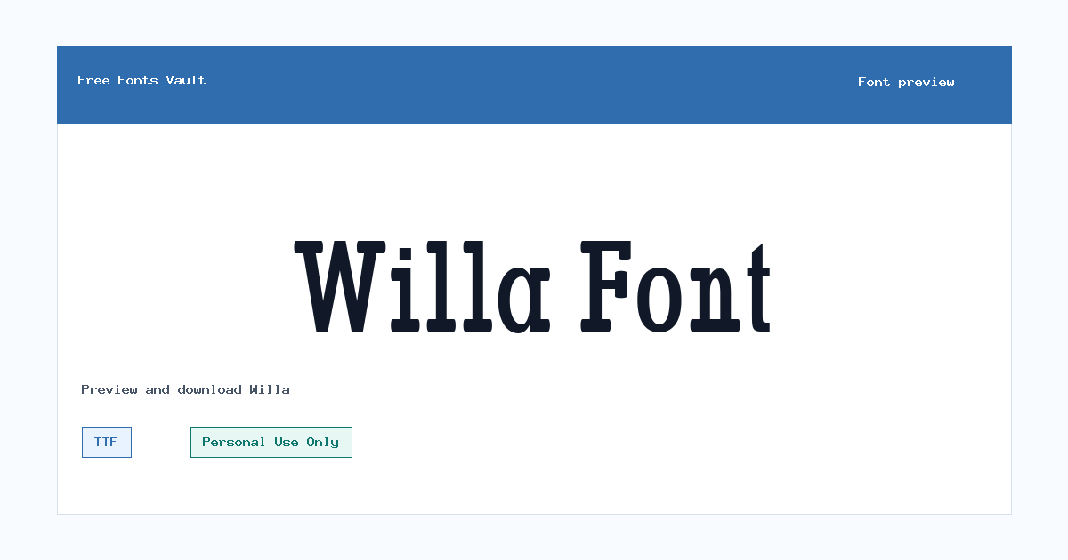 Willa font preview showing the family name
