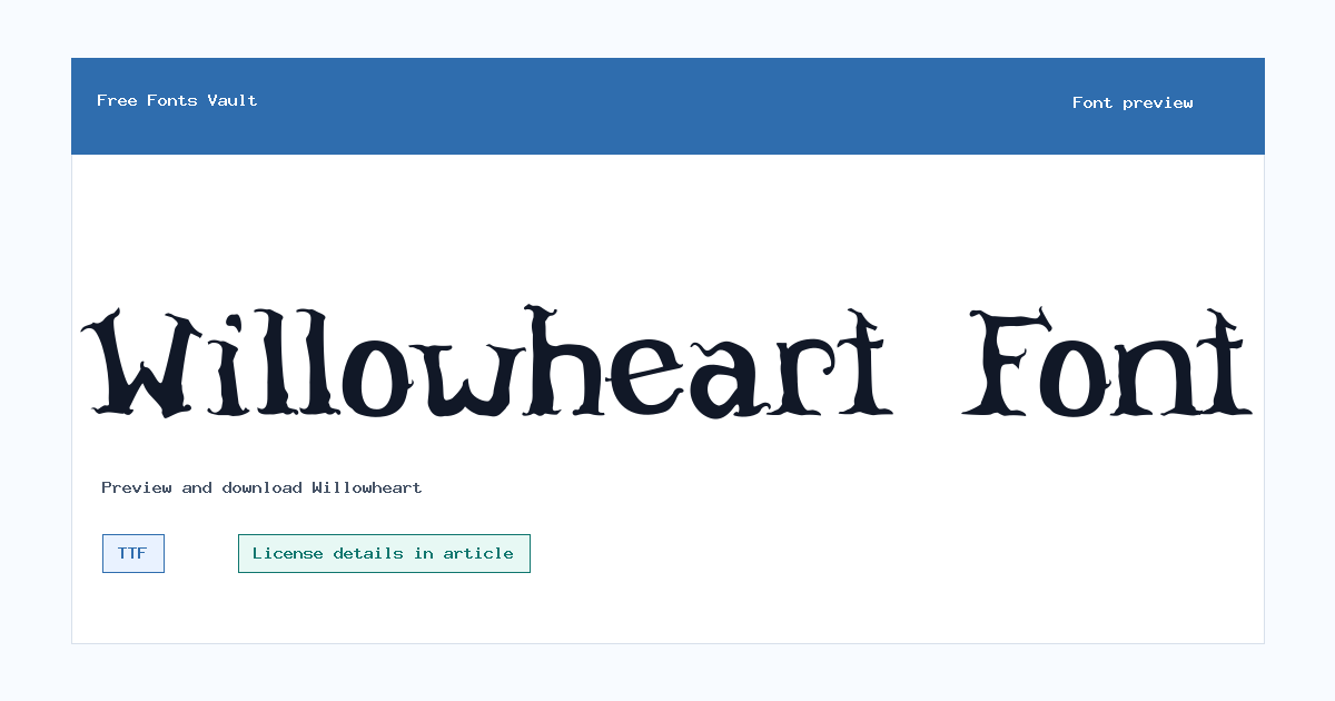 Willowheart font preview showing the family name
