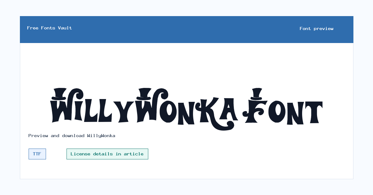 WillyWonka font preview showing the family name