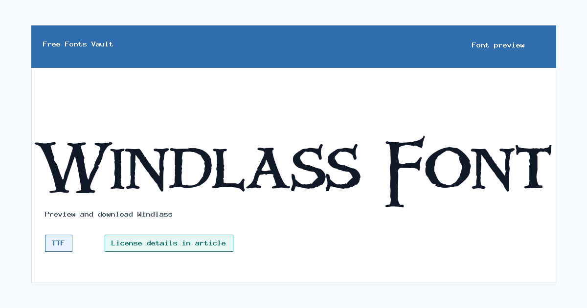 Windlass font preview showing the family name